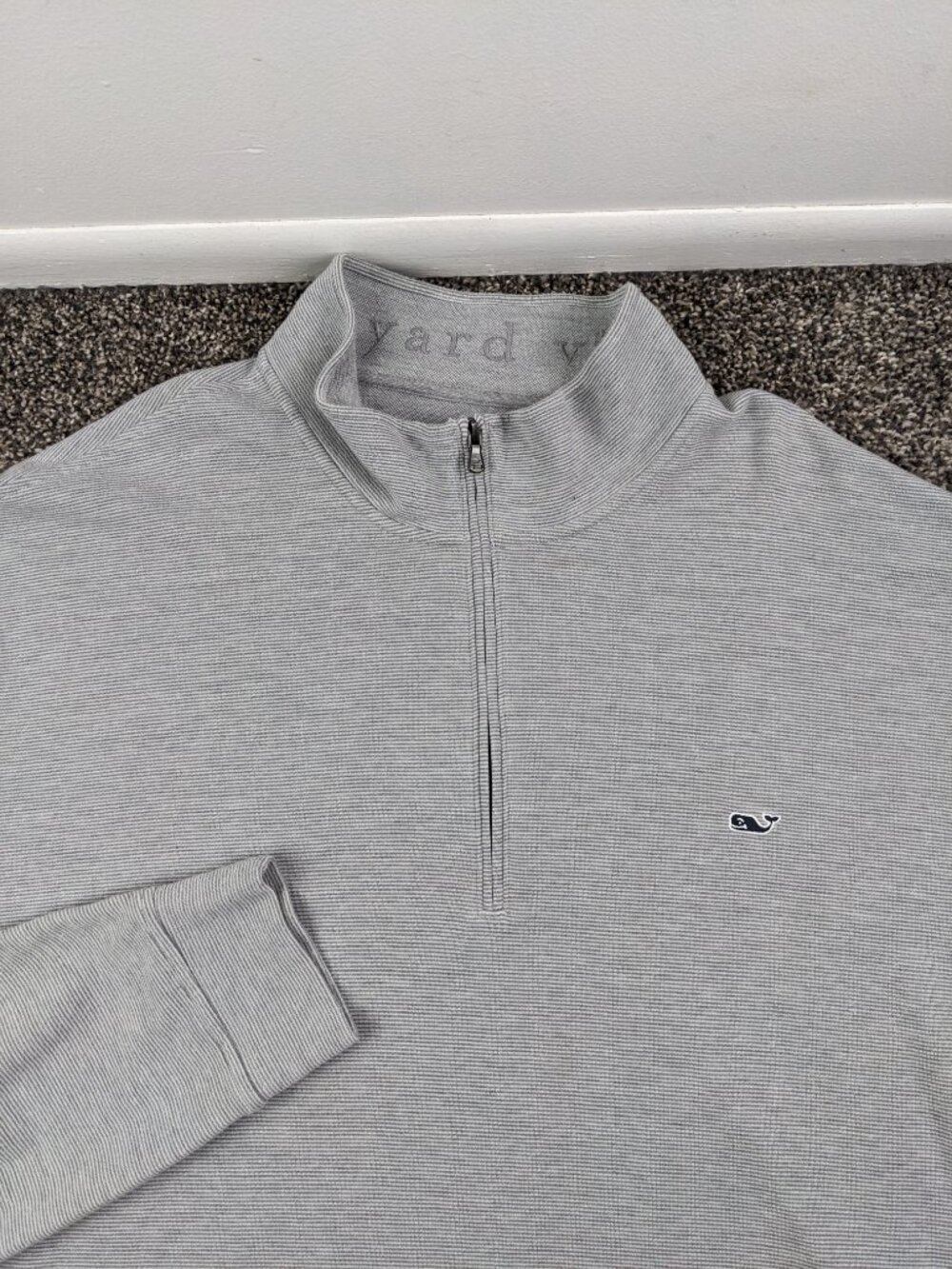 2023 Vineyard Vines Sweater 1/4 Zip Saltwater Micro Striped Gray Mens 5XB